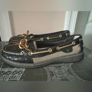 Sperry Top-Sider Black with Gold Bow